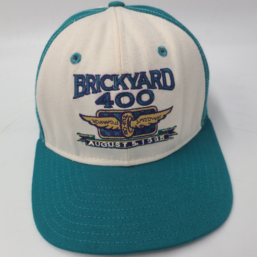 Vintage‎ Brickyard 400 Hat Snapback Blue White NASCAR 1995 Busch DeLong 90s Men